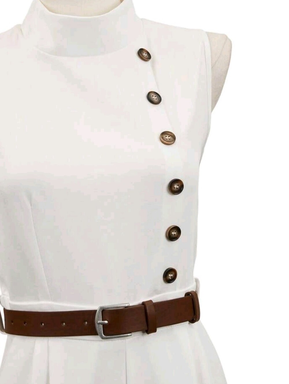 Women's Elegant Solid Color Stand Collar Sleeveless Jumpsuit - Picture 4 of 6